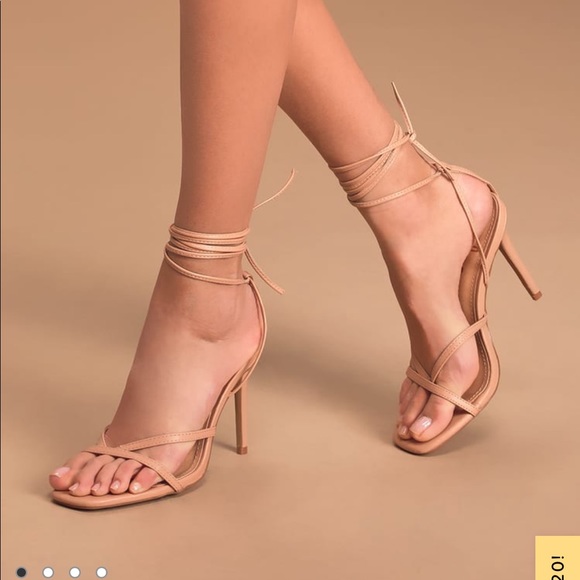 Lulu’s Nude lace up heel sandals - Picture 1 of 9